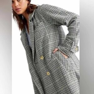 Free People WE THE FREE Liberty Duster Plaid Wool Blend Coat Size Small